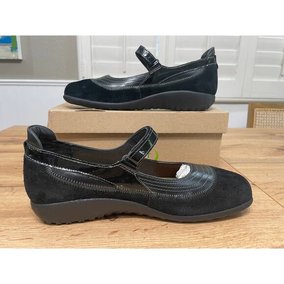Naot Kirei Mary Jane Black Suede Leather Combo Size 10/11 US 41 EU NIB Versatile - Picture 8 of 14